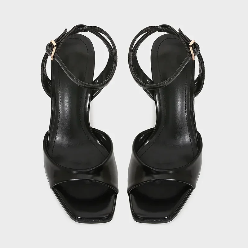 Elegant Ankle Strap High Heels, Ladies Square Toe, Fashion Party Dress Shoes, Office Hollow Sexy Designer Sandals