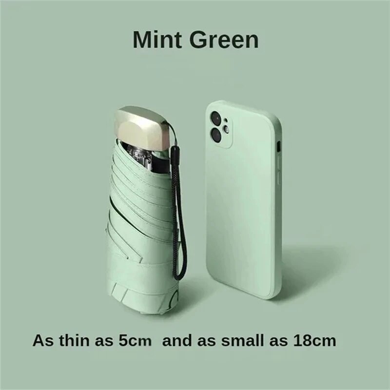 Pocket Rain Umbrella, Mini Sun Umbrella, Sun Shade Parasol Capsule, Vinyl Folding, UV Ultraviolet Protection