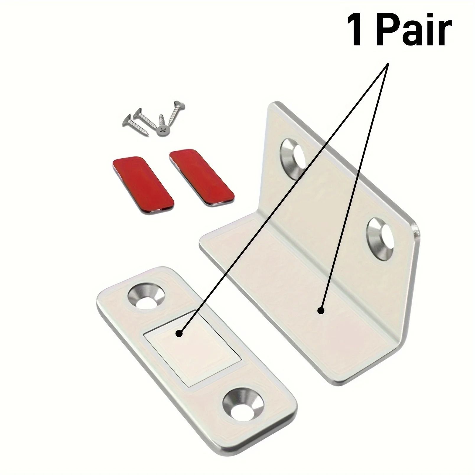 1 Pair Magnetic Door Catch Latch Drill Free Invisible Cabinet Door Holder Set