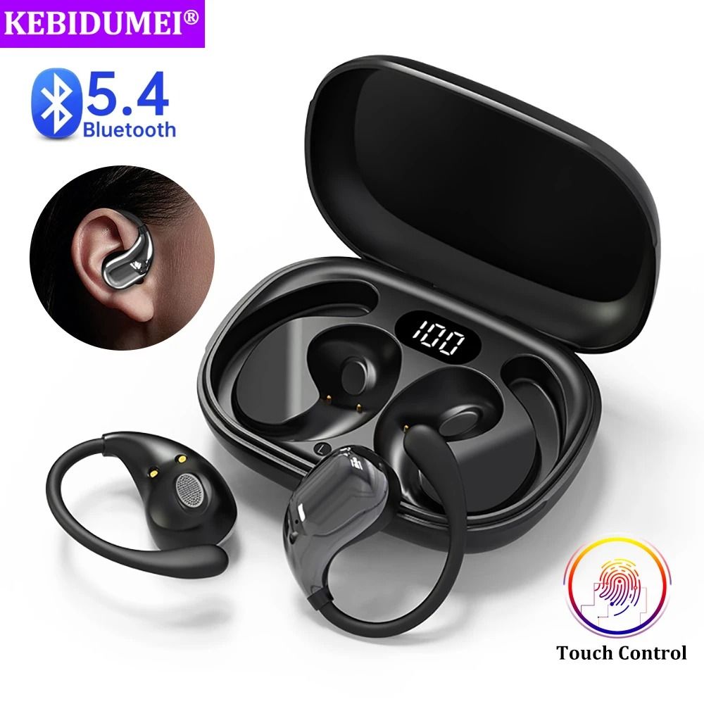 Bluetooth 5.4 Ear Hook Wireless Headphones with LED Display Waterproof TWS Earbuds