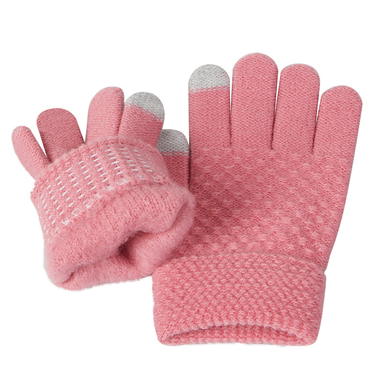 Knitted Thickened Warm Single Set, Girl And Boy Hat Scarf And Glove Set, Stretch Fit Lightweight Winter