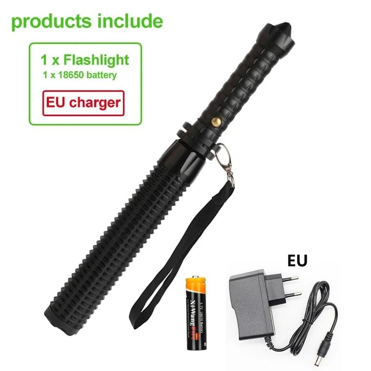 Baseball Bat Style LED Flashlight with Zoom and Self Defense Design