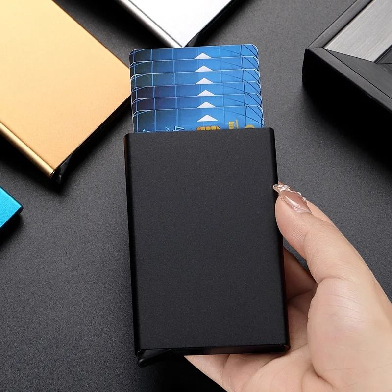 Minimalist Aluminum Wallet – Smart RFID Pop-Up Cardholder Case
