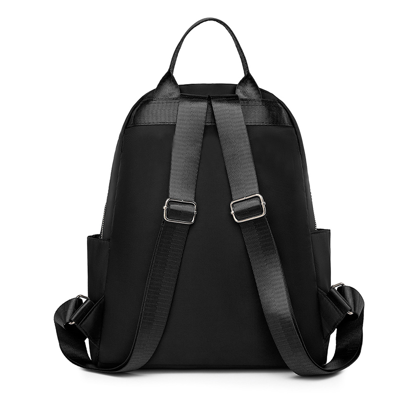 Diamond Check Embroidered Backpack Fashionable Womens Travel Bag with Riveted Detailing