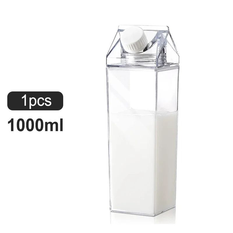 Transparent Square Milk Carton Water Bottle Set