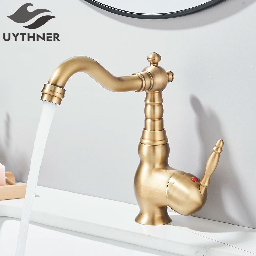 Uythner Retro Brass Antique Bronze Kitchen Sink Faucet