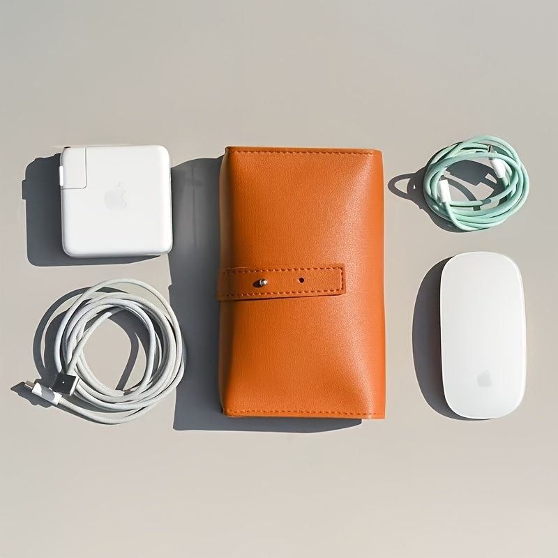 ortable Leather Tech Accessories Case with Multi-Compartment Organizer for Cables, Chargers, Pens - Durable Travel