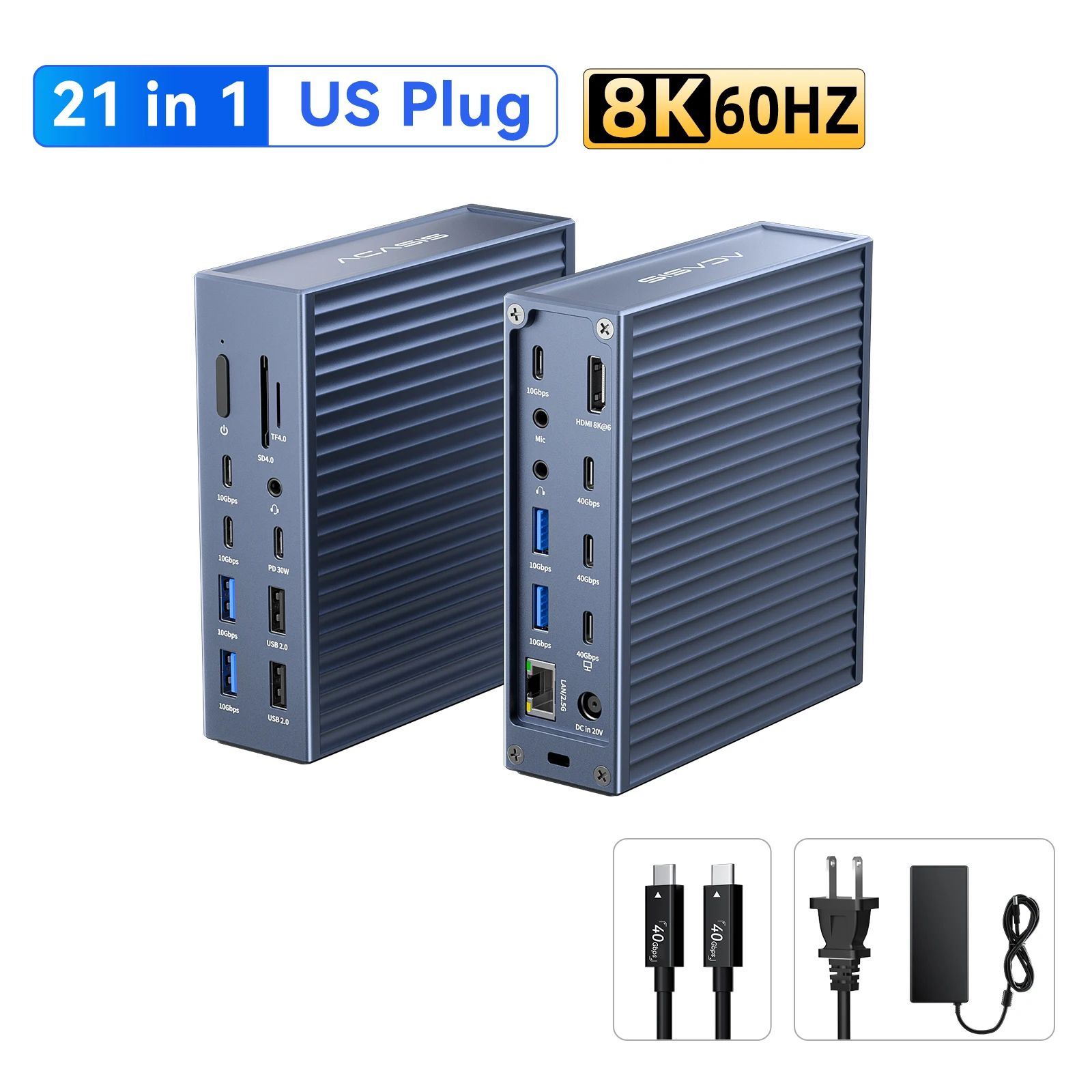 Acasis ProMax 21-in-1 40Gbps USB-C Docking Station – 8K Thunderbolt 4 Hub with 90W Power Delivery