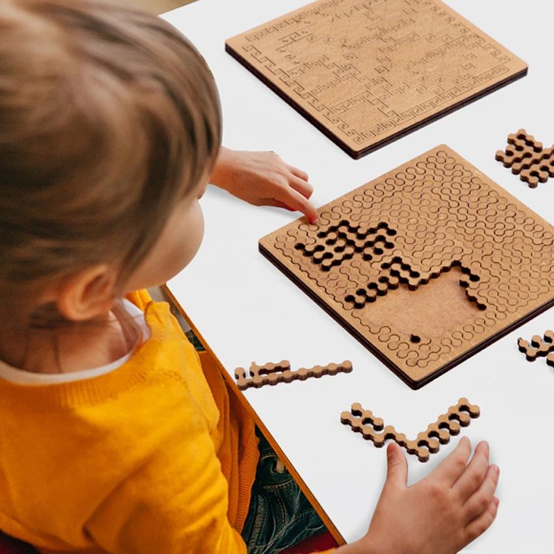 Impossible Wooden Puzzle IQ Puzzles for Adults, Brain-Teaser Ten Level Jigsaw Tangram Board Game, Educational Logic Toy