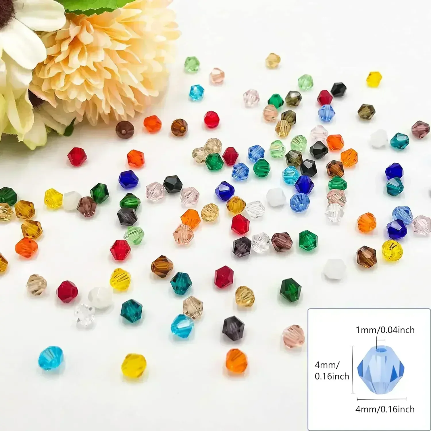 4MM Austria Crystal Bicone Spacer Beads 100PCS for Jewelry Making Bracelets, Necklaces & Earrings