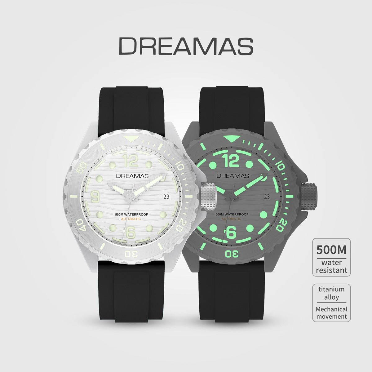 Mechanical Business Watch for Men, Waterproof Diving Watch, Japanese Movement, Stainless Steel Luxury Timepiece