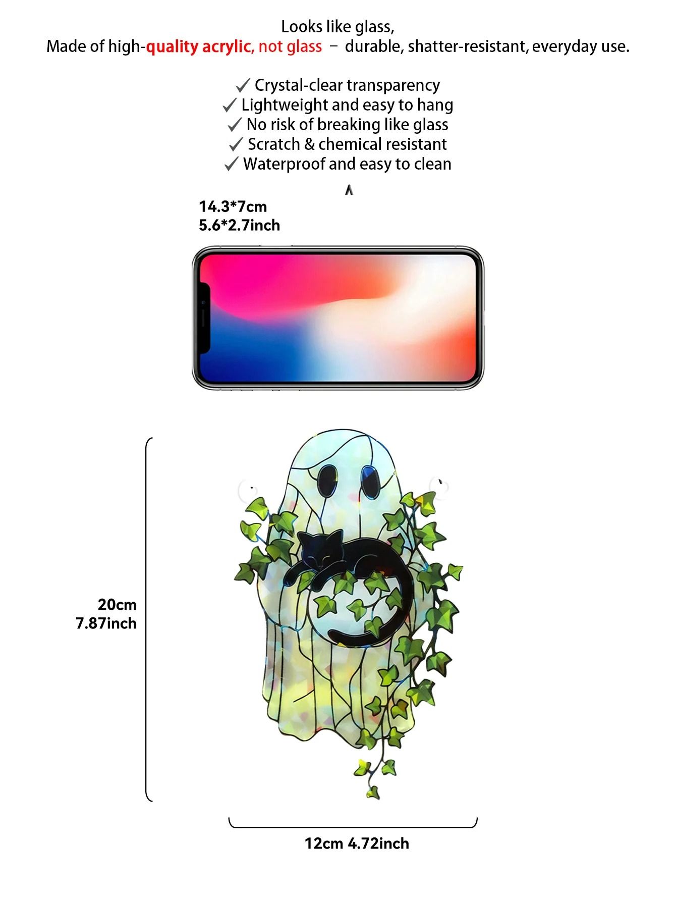 Cute Halloween Ghost Suncatcher Acrylic Window Hanging Ornament Decor