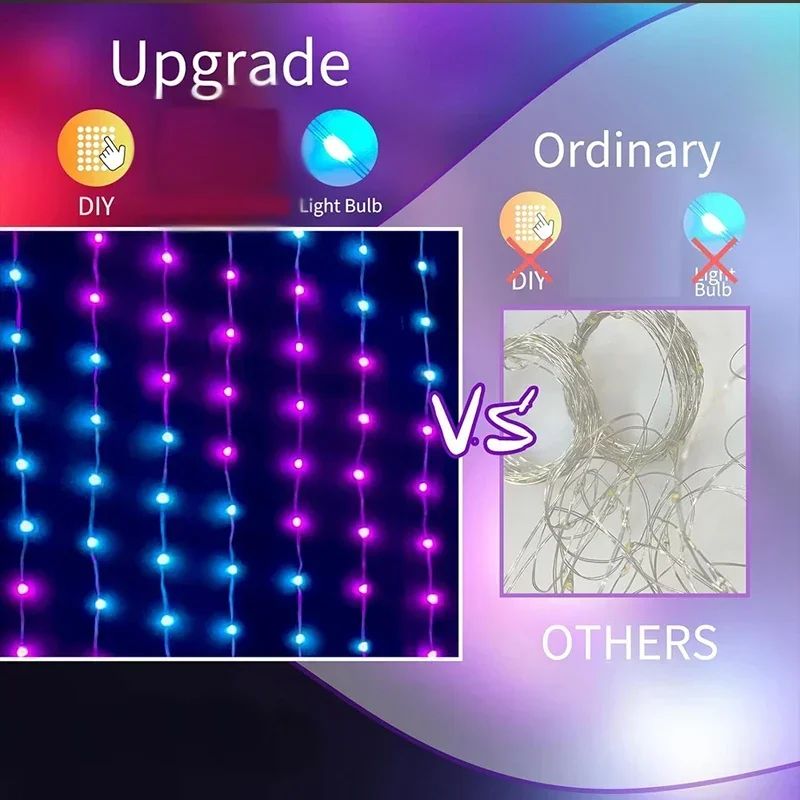 Smart LED Curtain Lights with App Control Music Sync Waterproof DIY Display Lights