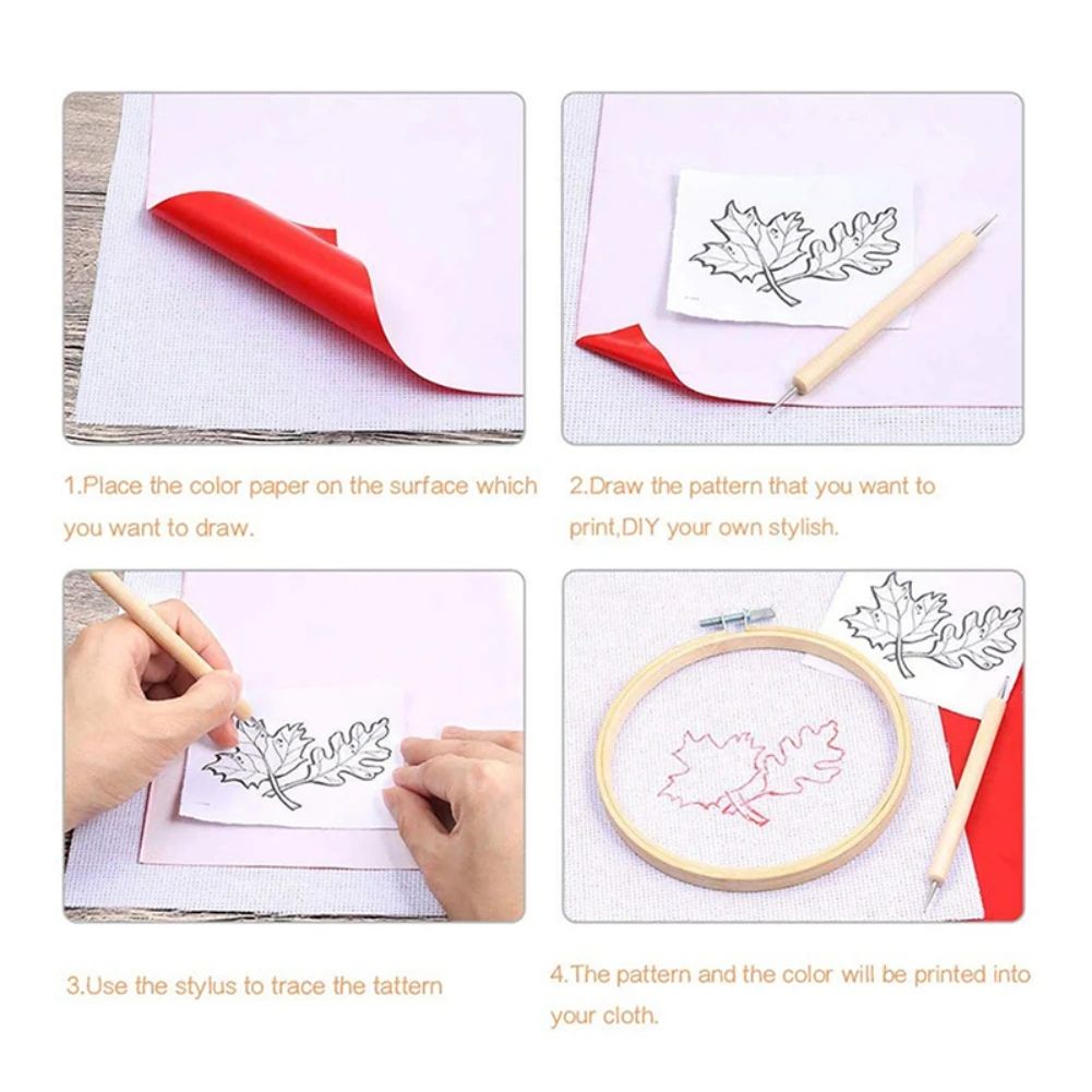 Embroidery Transfer Paper Set With Stylus Water Soluble Tracing Sheets