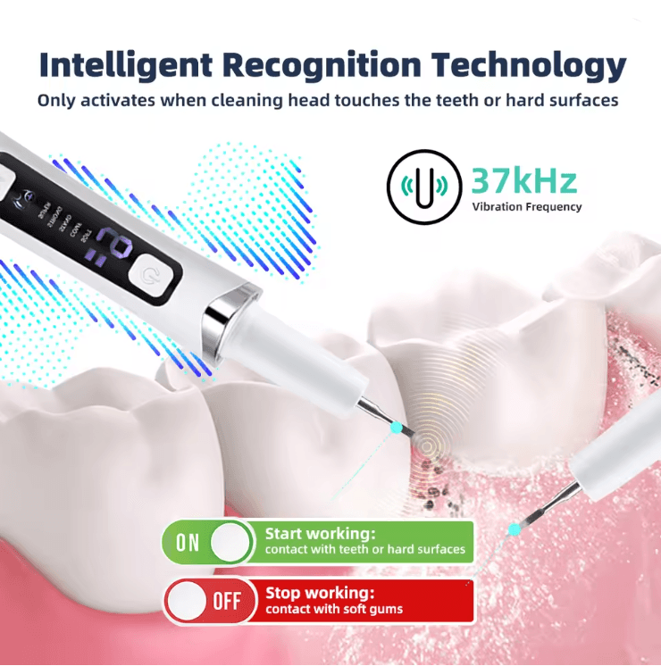 SmilePro Ultrasonic Tooth Cleaner with 5 LED Lights and 9-Level Plaque Removal System