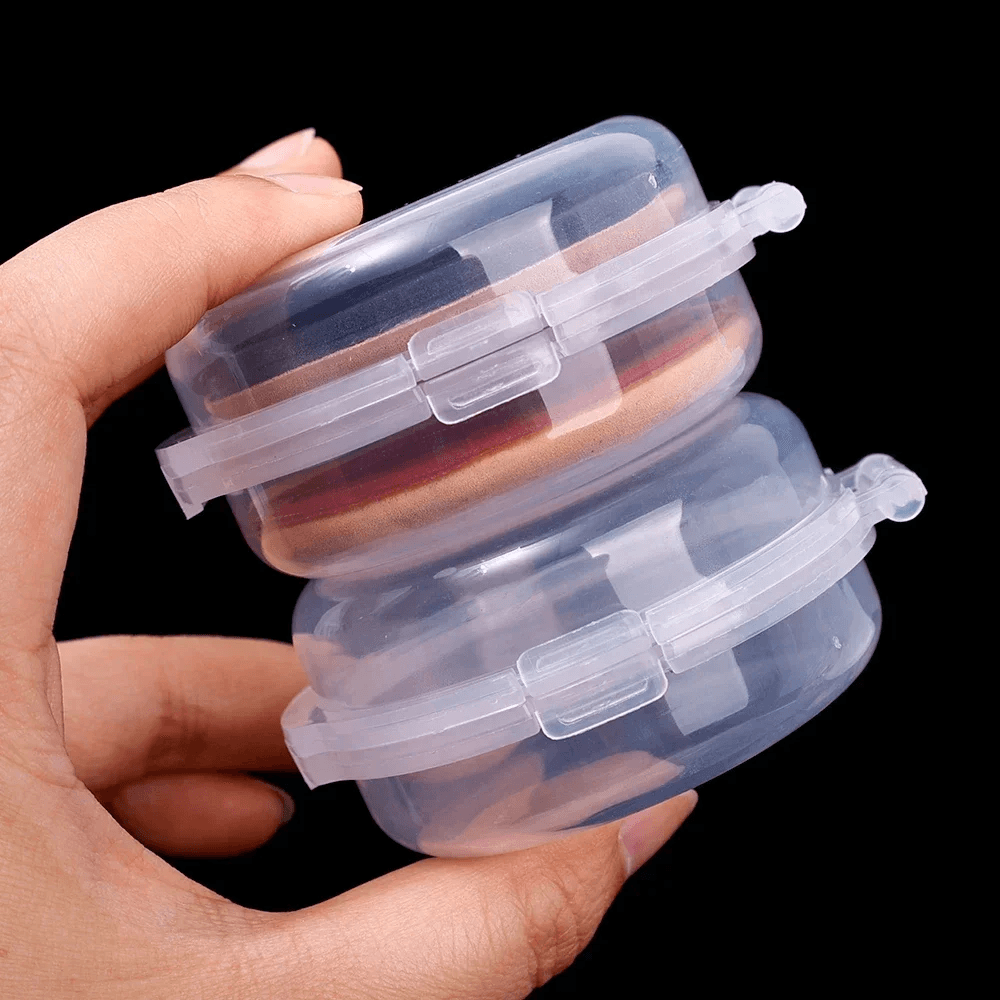 5PCS Double Layer Makeup Puff Storage Box Dust Proof Compact Case