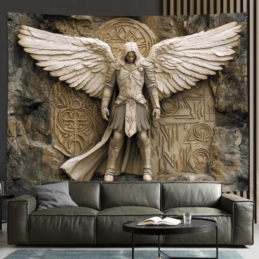 Glam 3D Angel Wall Tapestry Elegant Polyester Wall Hanging Decor