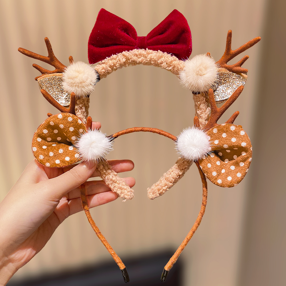 Cute Girls Christmas Antler Hairband, Holiday Party Bow Headband, Ideal Festive Gift Accessory for Kids