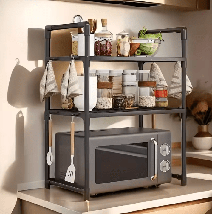 SpaceLift Microwave Oven Storage Rack Microwave Storage Rack Kitchen Counter Organizer Space Saving Shelf