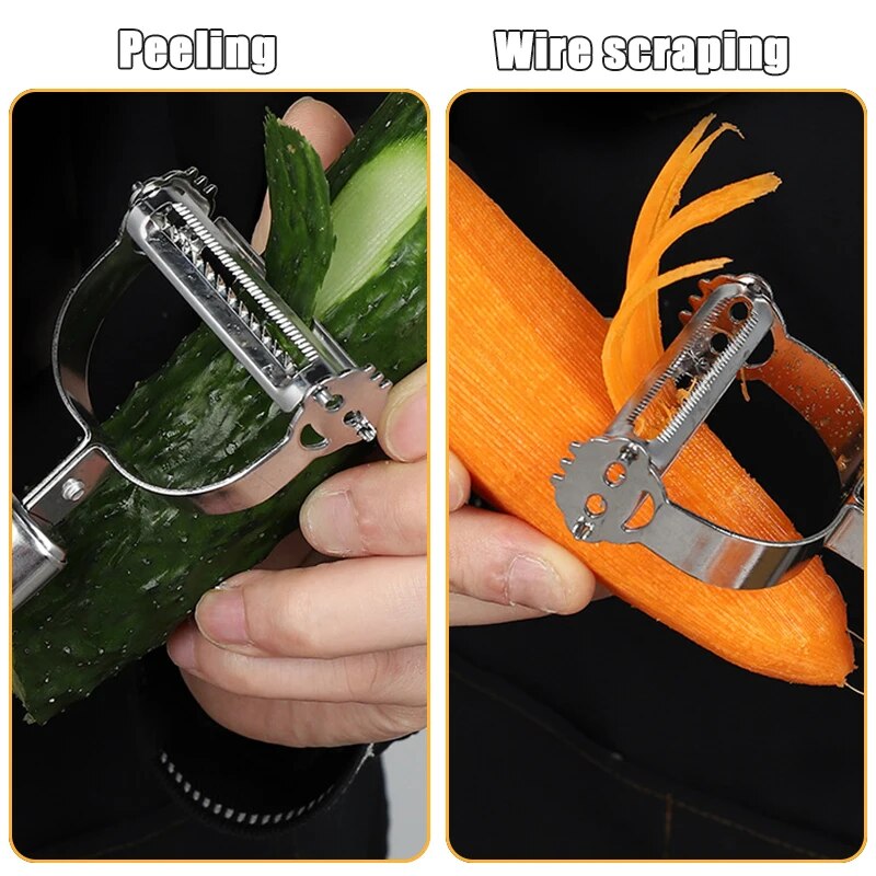 Stainless Steel Double-Head Vegetable Peeler: Multi-Function Kitchen Tool