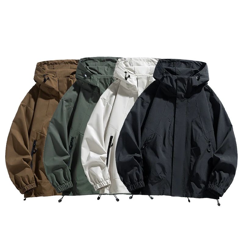 Men's Plus Size Hooded Windbreaker Jacket – Waterproof Lightweight Softshell Bomber