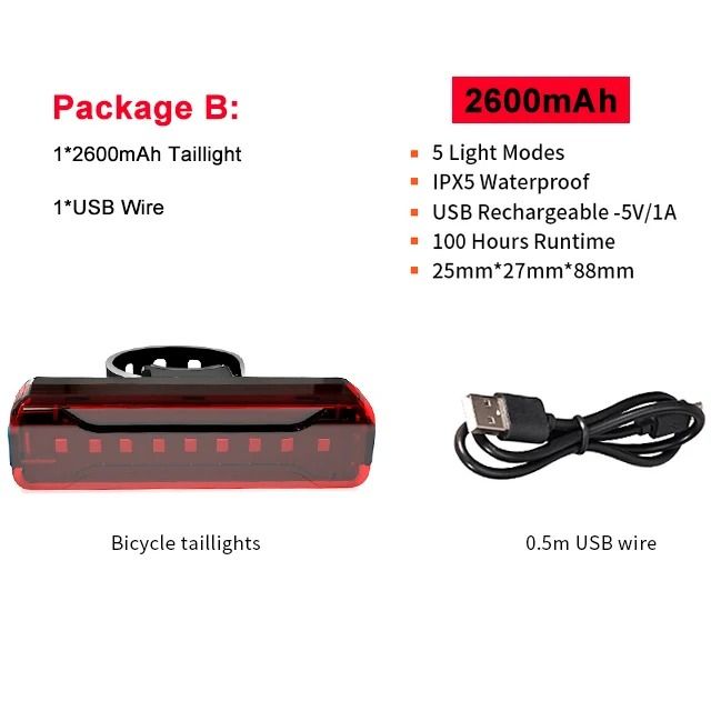 USB Rechargeable Bicycle Rear Light Ultra Bright LED Tail Lamp