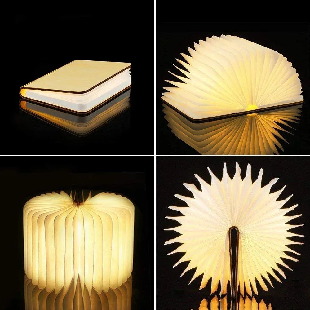 Wooden Folding LED Book Light RGB Night Lamp