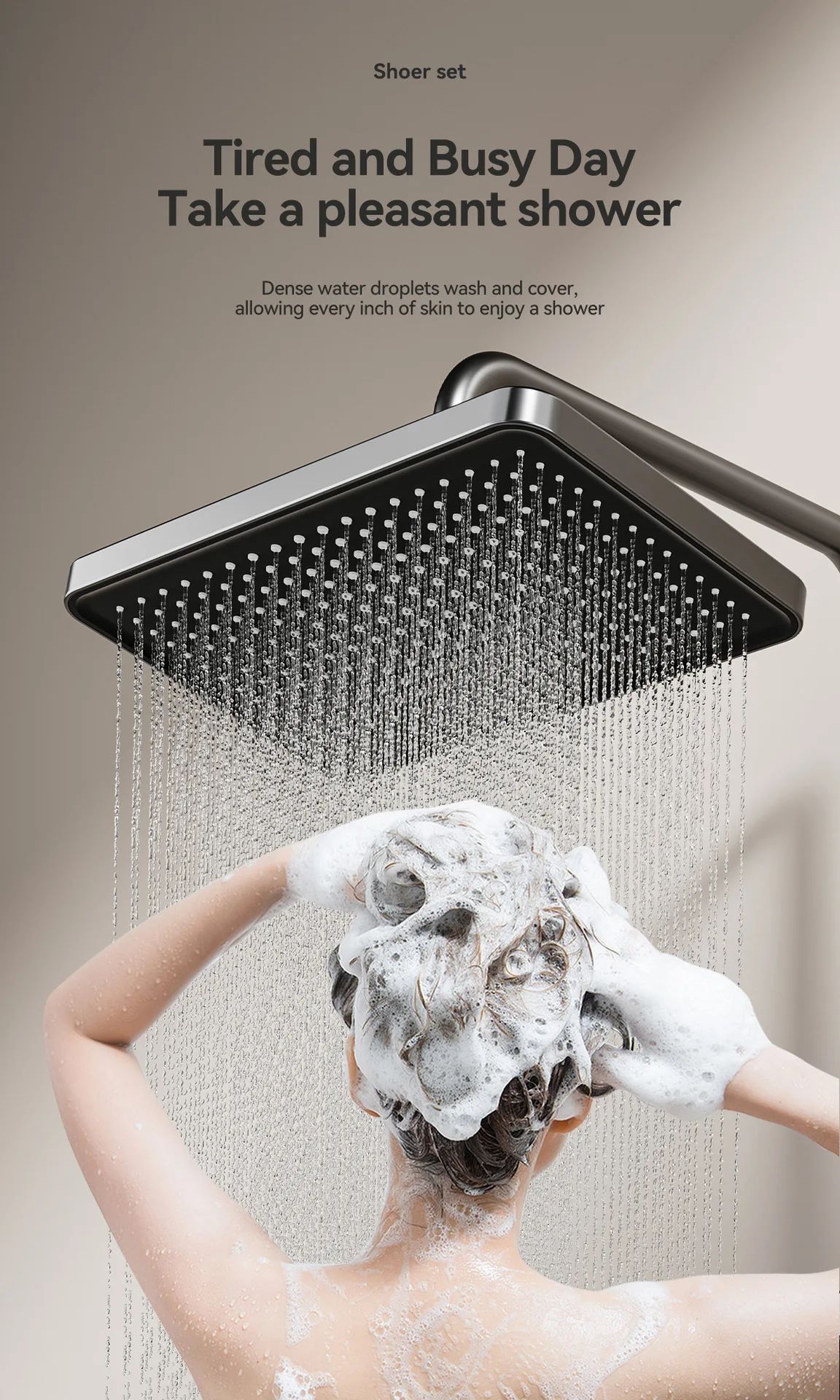 Gunmetal Gray Bathroom Shower System Set