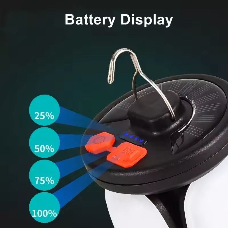 Rechargeable LED Camping Lantern with Foldable Floodlight and 3 Light Modes