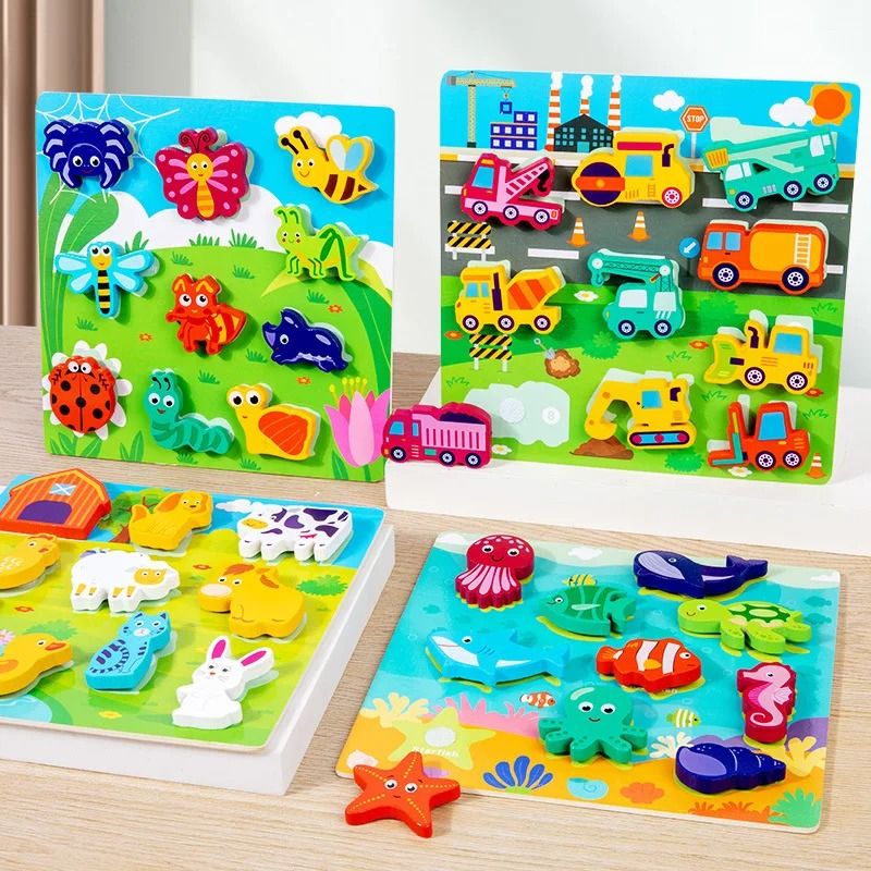 Children's 3D Puzzle Early Education Fun DIY Paste Wood Educational Toys for Kids