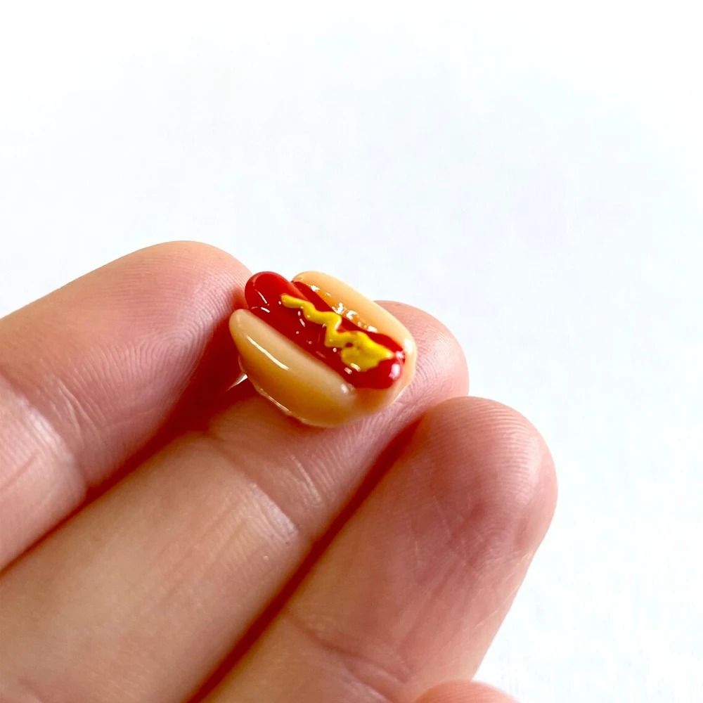 Mini Resin Hotdog Miniatures | 10-Piece Kawaii Fake Food Dollhouse Decor