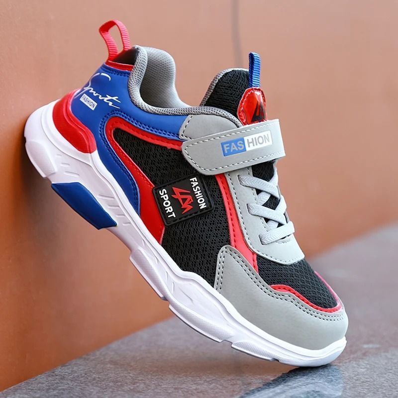 Kids Sneakers Breathable Mesh Running Shoes with Hook and Loop Closure