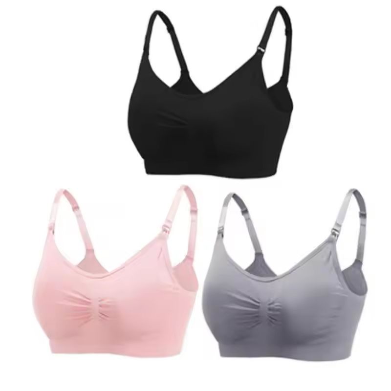 3pcs Maternity Nursing Bras Seamless Cotton Breastfeeding Underwear