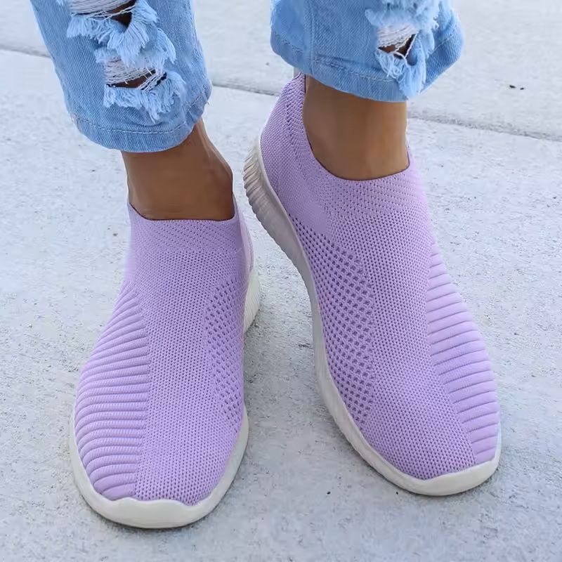 Womens White Slip-On Casual Sneakers