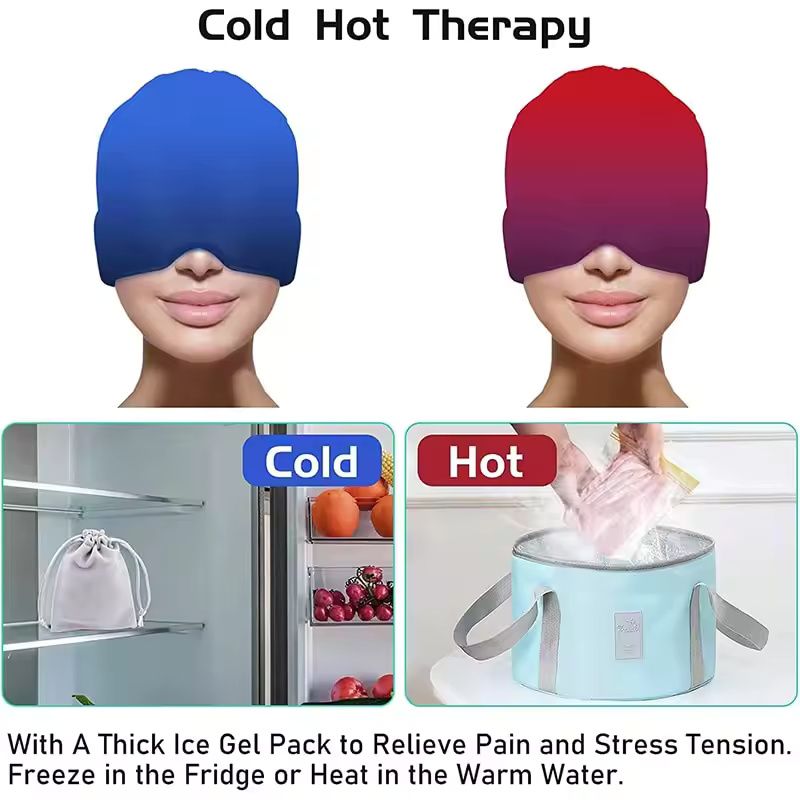 Gel Ice Cap Migraine Headache Relief Cold Compress Wrap
