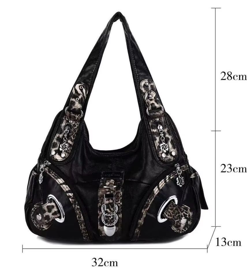 Angelkiss Leopard Print Women's Shoulder Bag Top-Handle Satchel Large Tote Purse
