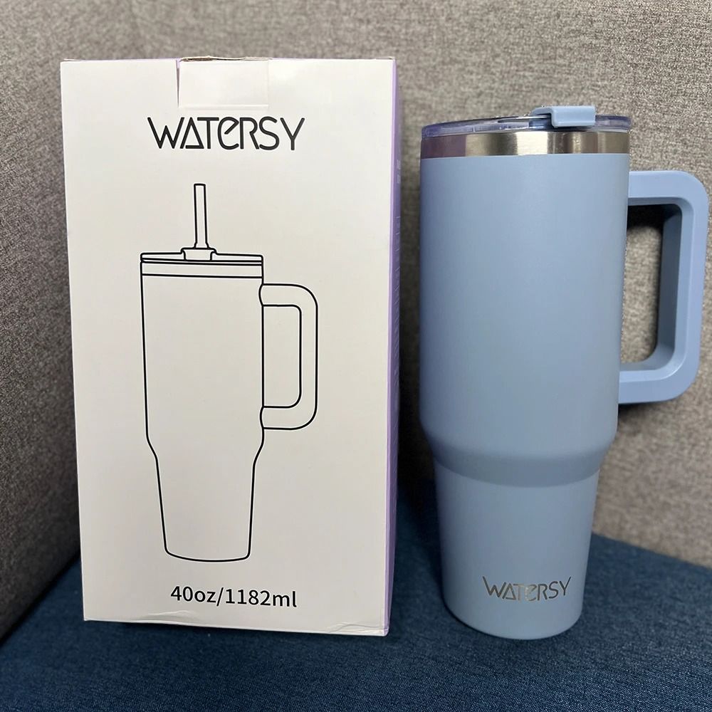 Insulated Stainless Steel Tumbler with Handle and Straw, Large Capacity