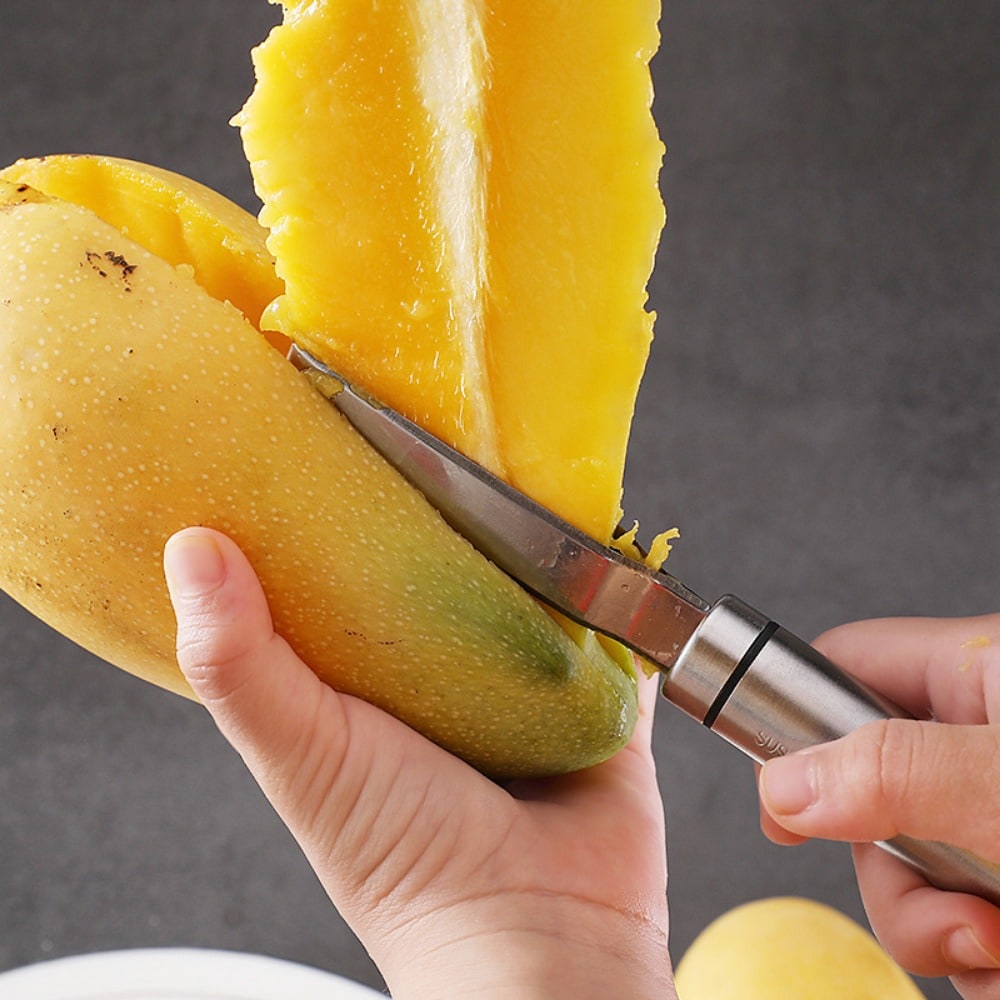 Stainless Steel Mango Corer & Fruit Peeler Tool Multifunctional Kitchen Gadget for Mango, Pineapple & More