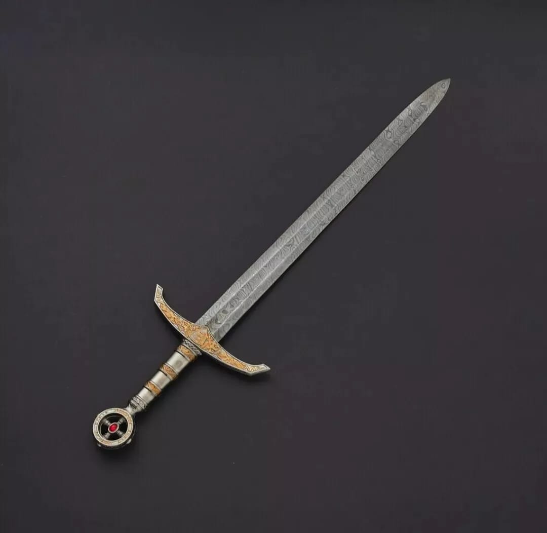 CUSTOM HANDMADE FORGED DAMASCUS STEEL HUNTING VIKING REAL LONG SWORD WITH SHEATH