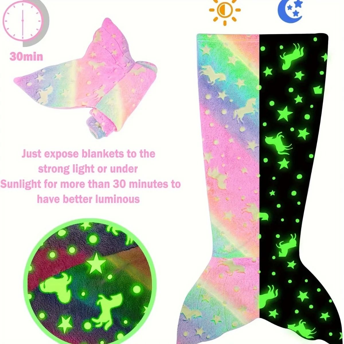 Glow-in-the-Dark Mermaid Tail Blanket