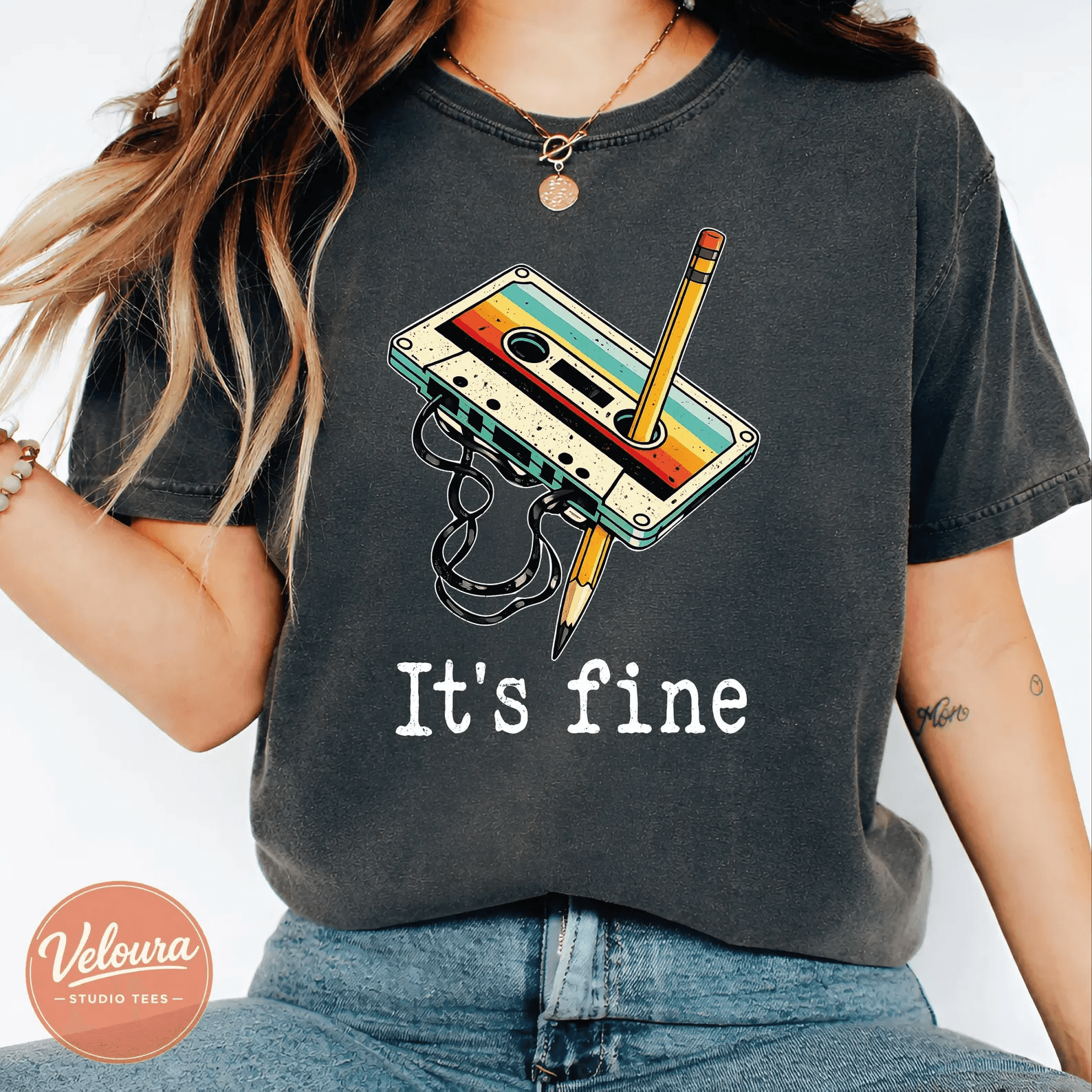 Comfort Colors Its Fine Cassette Tape Shirt | Retro Music Teacher Funny 80s 90s Tee