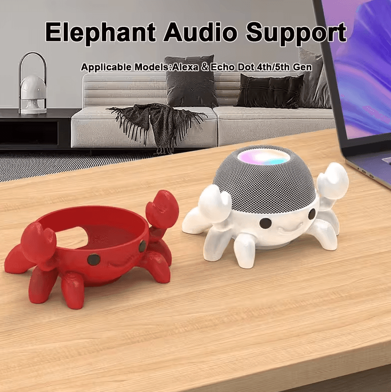 Cute Crab Audio Stand for Alexa Echo Dot 4/5 – Durable Decorative Speaker Holder