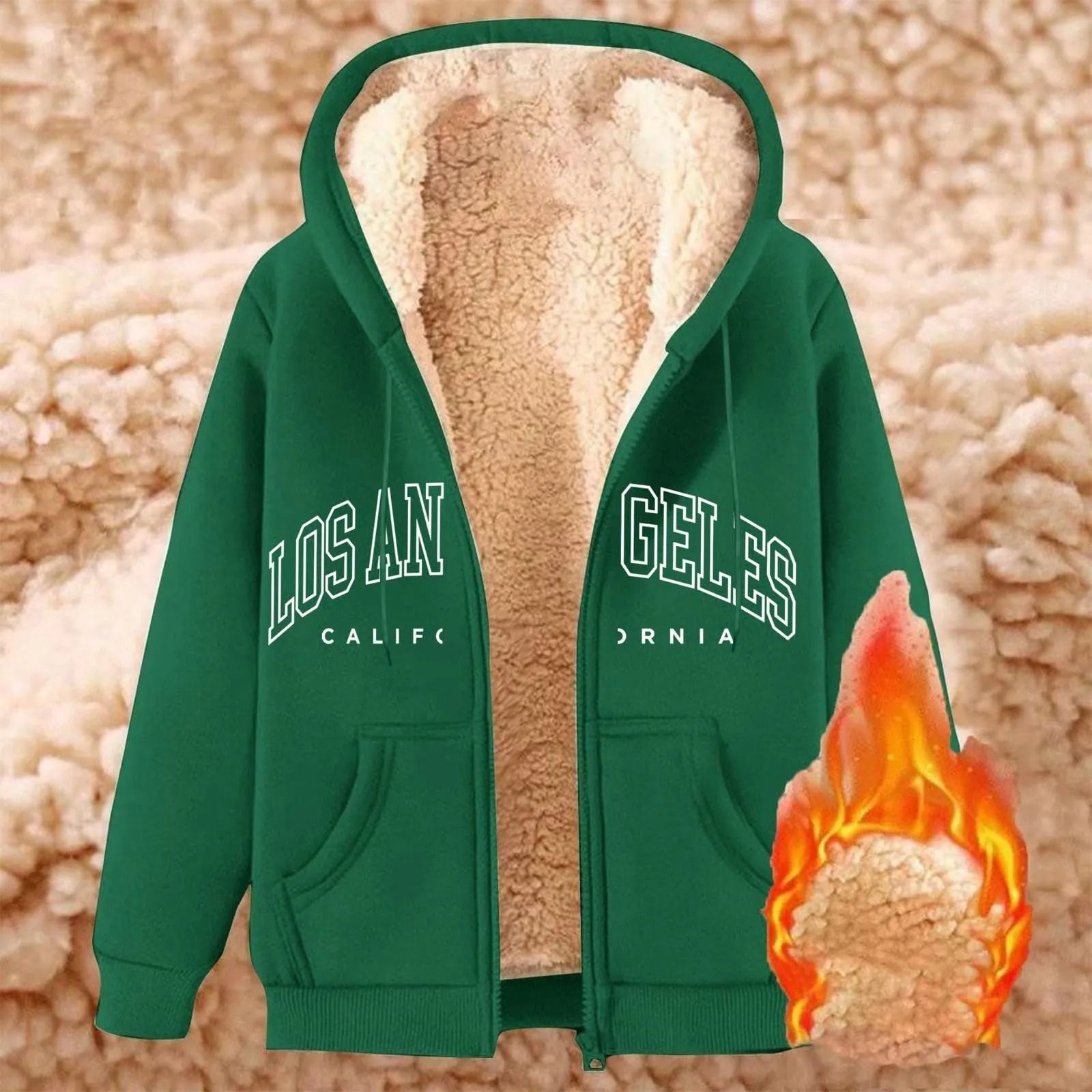 Womens Fleece Lined Zip Up Hoodie with Pockets