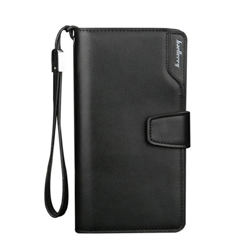 Baellerry Long Men's Wallet – Large Capacity PU Leather Zipper Purse & Card Holder