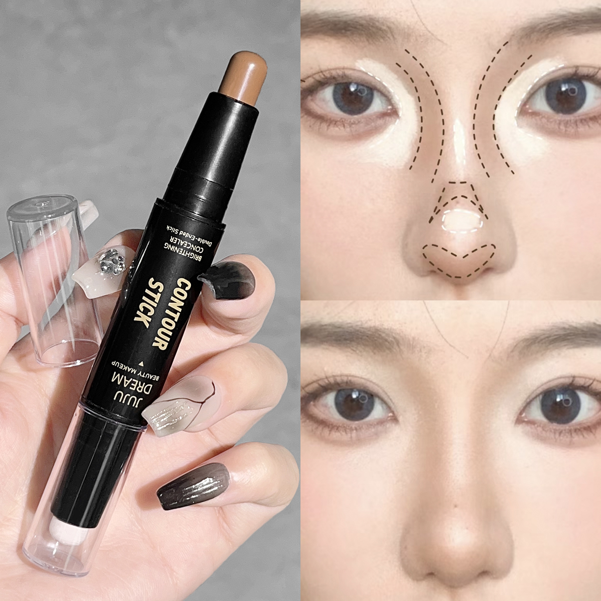 Dual-Ended Contour and Highlight Stick for Facial Shaping & Nose Shadow