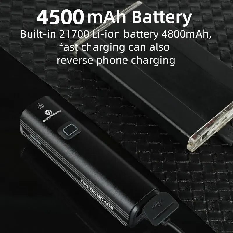 OFFBONDAGE 1000LM High-Intensity Bicycle Headlight | 4500mAh Power Bank & USB Rechargeable MTB/Road Light