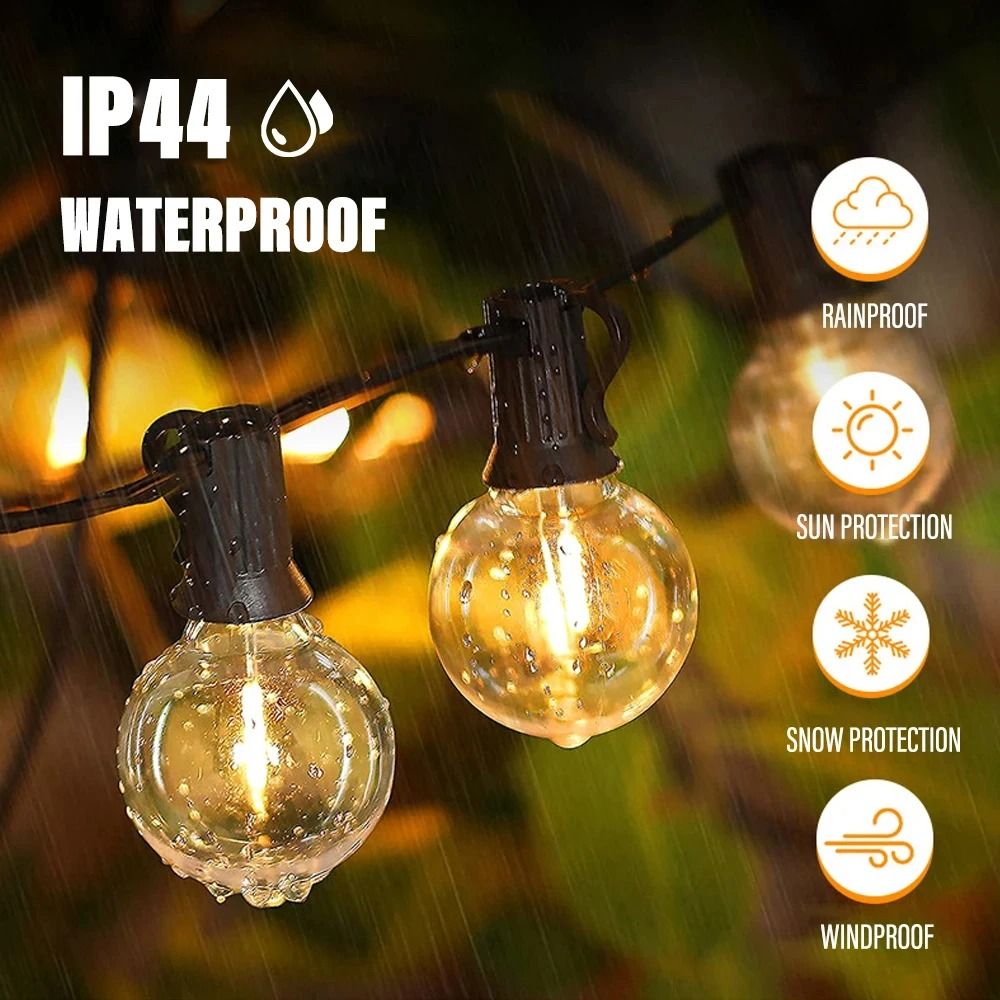 Weatherproof G40 Globe LED String Lights – Vintage Outdoor Garden Garland