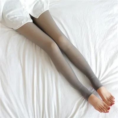 Thick Thermal Tights Women Warm Winter High Waist Translucent Fleece Lined Pantyhose
