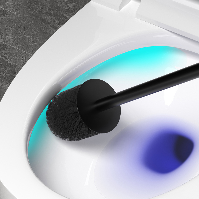 Toilet Brush Holder Wall-mounted No Drilling, Toilet Bowl Brush and Holder, Space Aluminum Bathroom Cleaning Tools