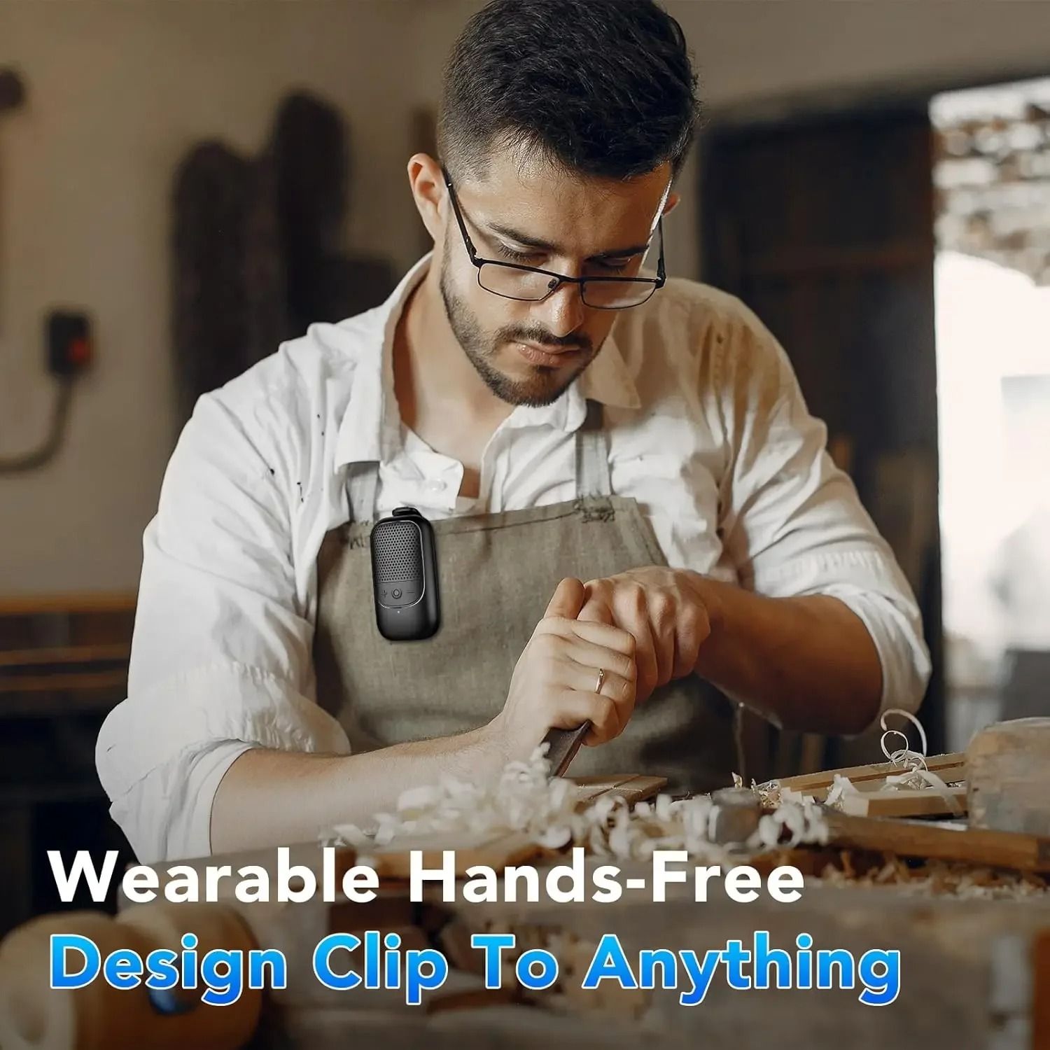 Wearable Clip On Bluetooth Speaker with ENC Mic and Hands Free Call for Outdoor and Work Use